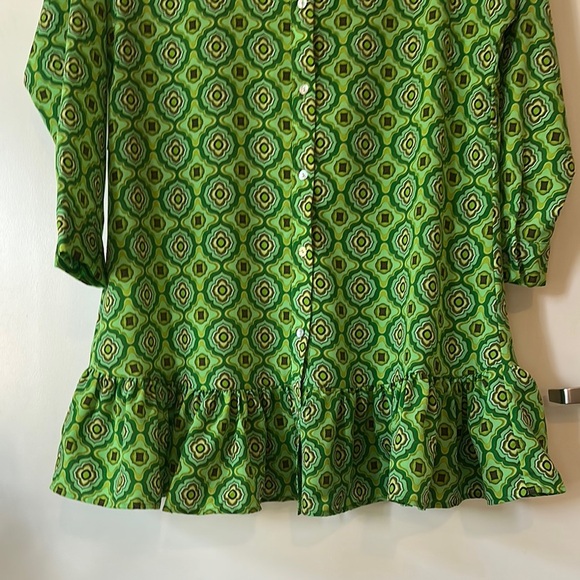 ZARA | Green Geometric Print Long Sleeve Mini Dress - Picture 7 of 12